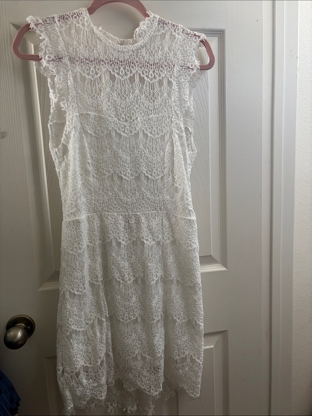 Free People White Lace Tiered Sleeveless Dress